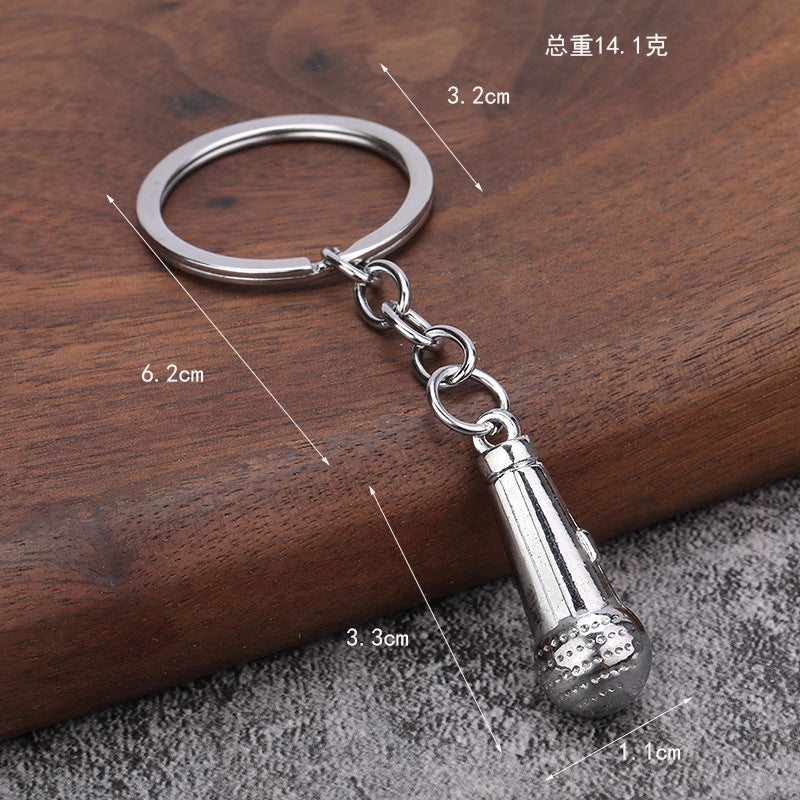 Mini Microphone Zinc Alloy Keychain Actor Souvenir Bag Charm
