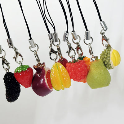 Main product view of realistic Resin Fruit Phone Strap Charms in Nine Designs
