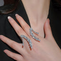 Silver Rhinestone Irregular Open Wrap Ring Marquise Cascade view 1