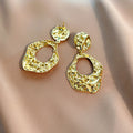 Hammered Irregular Open Drop Statement Stud Earrings view 3