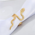 Gold Tone Coiled Snake Adjustable Statement Ring with Textured Scales view 3
