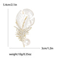 Shell Look Leaf Brooch with Pearl and Crystal Accents view 6
