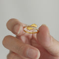 Gold Stainless Steel Hugging Hands Open Ring With Zircon view 3