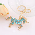 Rhinestone Unicorn Charm Keychain Gold Tone Four Colors view 3