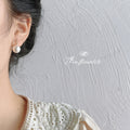 Gold Tone White Pearl Drop Stud Earrings In Small And Large Sizes view 2
