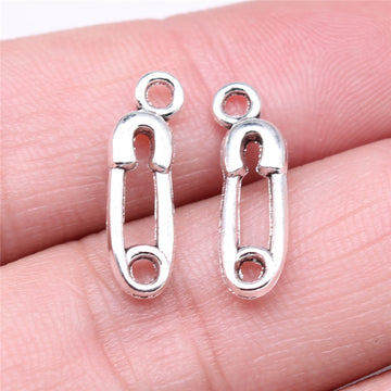 Safety Pin Pendant Charm in 4 Metal Finishes for Jewelry Making