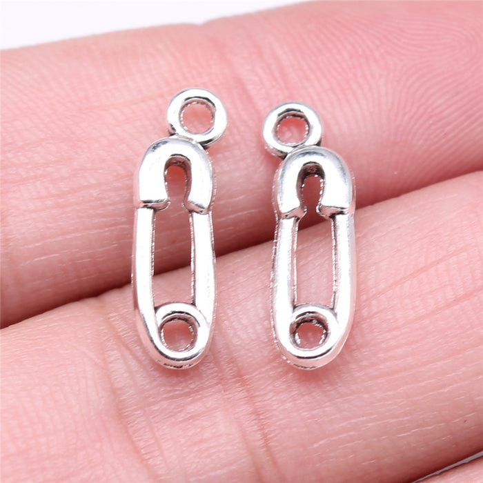 Safety Pin Pendant Charm in 4 Metal Finishes for Jewelry Making