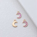 Gold Tone Crescent Moon Charms with Star Pattern in Three Colors view 5