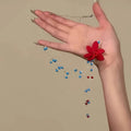 Red Flower Blue Seed Bead Necklace Drop Earrings Mix view 7