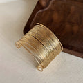 Gold Silver Wide Multiwire and Irregular Open Cuff Bangles view 7