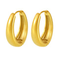 Polished Chunky Oval Hoop Earrings Gold and Steel Metal view 5