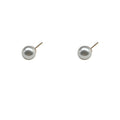 White Round Pearl Stud Earrings Gold Tone Metal Posts view 5