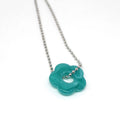 Silver Tone Ball Chain Resin Flower Pendant Necklaces in Thirteen Colors view 4