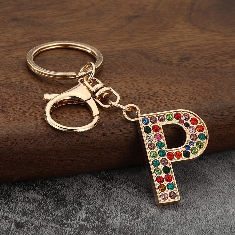 Colorful Rhinestone Letter Keychain Alphabet Bag Charm for Initials