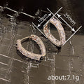 Silver Tone Geometric Baguette Clear CZ Hoop Earrings view 4
