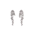 Silver Feather Leaf Cascade Extra Long Stud Earrings view 5