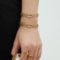 Gold Watch Band Link Bracelet Zircon Oval Connectors view 2