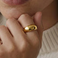 Irregular Smooth Arc Dome Rings Gold Steel Sizes 6-8 view 4