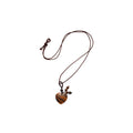 Dark Brown Cord Necklace with Heart Shaped Stone Look Pendant view 5