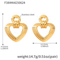 Stainless Heart and Crescent Stud Drop Earrings Mix view 9