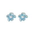 Transparent Light Blue Acrylic Flower Pearl Stud Earrings view 5