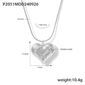 Gold Steel Quilted Heart Pendant Necklace Satellite Chain view 9