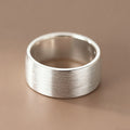 Silver Brushed Wide Plain Band Finger Ring Five Sizes view 2