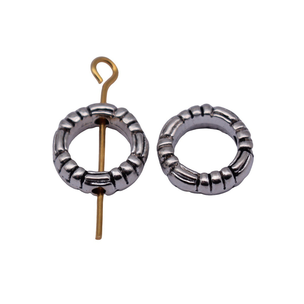11x11x3.4mm 0.87g Antique Silver Zinc Alloy Textured Round Ring Loose Metal Beads for Bracelet Making