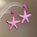 Raffia Starfish Drop Earrings in Pink and Blue for Women view 2
