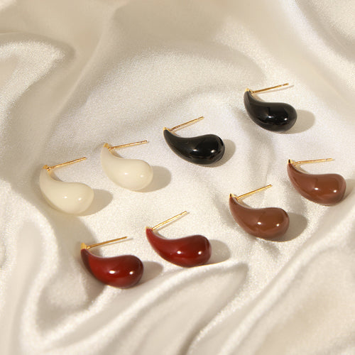White black brown wine teardrop enamel studs on silk fabric