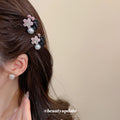 Mini Black Claw Clips Acrylic Flower Pearl Rhinestone White Pink view 3