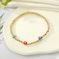 Gold Tone Beaded Multicolor Evil Eye Stretch Bracelets view 6