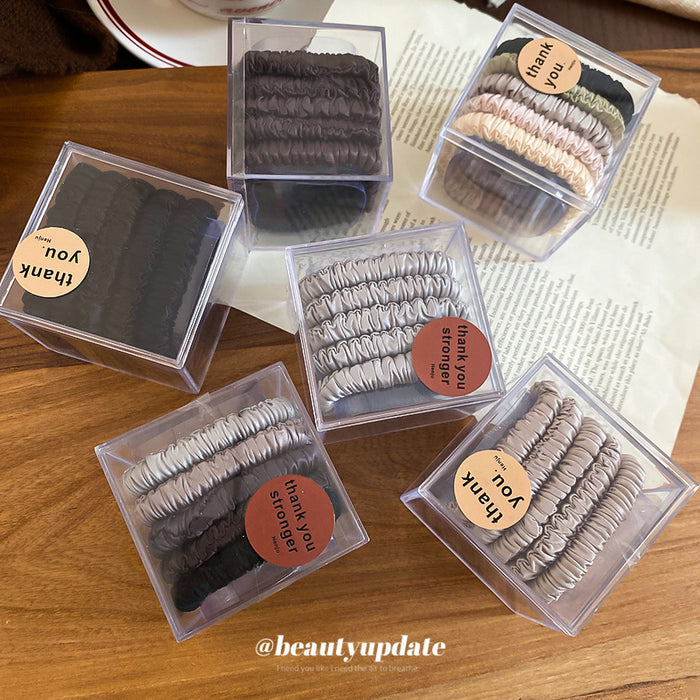 Fabric Elastic Hair Tie Five Piece Boxed Set 4 Packs