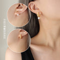 Square Huggie Hoop Earrings Detachable Faux Pearl Drop view 1