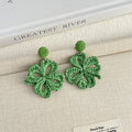 Eleven Color Woven Four Leaf Flower Statement Earrings view 11