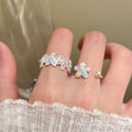 Silver Tone Open Ring With Pastel Enamel Like Flowers view 4
