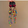 Burgundy Heart Colorful Chip Long Tassel Stud Earrings view 1