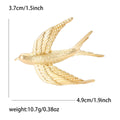Textured Gold Tone Flying Swallow Bird Brooch Jewelry view 6