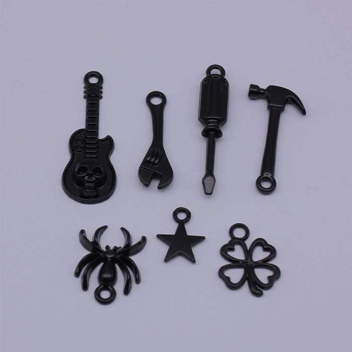 Black Tool and Symbol Charms in Seven Designs for Jewelry Making