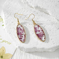 Oval Gold Dense Dried Flower Resin Earrings Five Colors view 3
