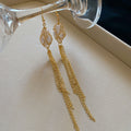 Wire Caged Pearl Tassel Necklaces Earrings Gold Silver view 8
