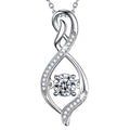Silver Tone Leaf Drop Pendant Necklace With Round Clear Stone view 1