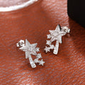 Silver Shooting Star Stud Earrings Pave CZ Cluster Pair view 3