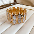 Oval Enamel Stretch Bracelets With Greek Key Motif view 8
