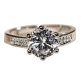 Silver Tone Six Prong Round Clear Stone Pave Band Ring view 5