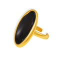 Oval Black Oil Drip Open Band Statement Rings Gold Silver Steel view 5