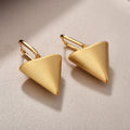 Brushed Triangular Drop Hoop Earrings In Two Finishes view 6
