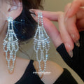 Silver Tone Openwork Crystal Chandelier Earrings Decorative Jewelry view 3