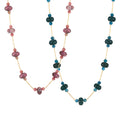 Natural Stone Disk Bead Gold Chain Necklaces Five Colors view 5