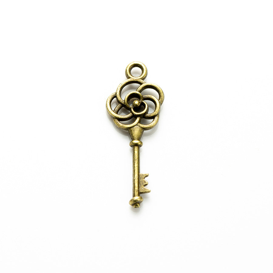 27x10mm Double-Sided Rose Alloy Pendant Charm